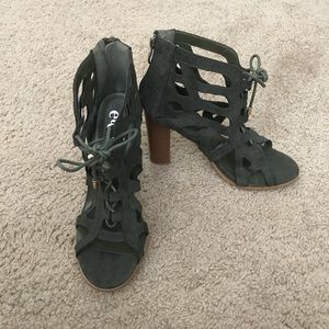 Rue 21 Olive Green Peep Toe Heeled Sandals